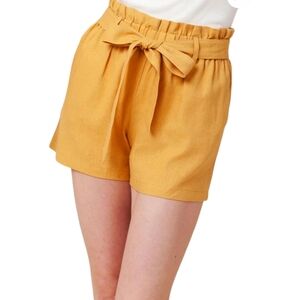 Double Zero Mustard Linen Cuffed Shorts